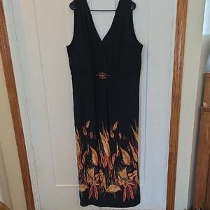 Roz & Ali Black Maxi Dress with Fiery Accents